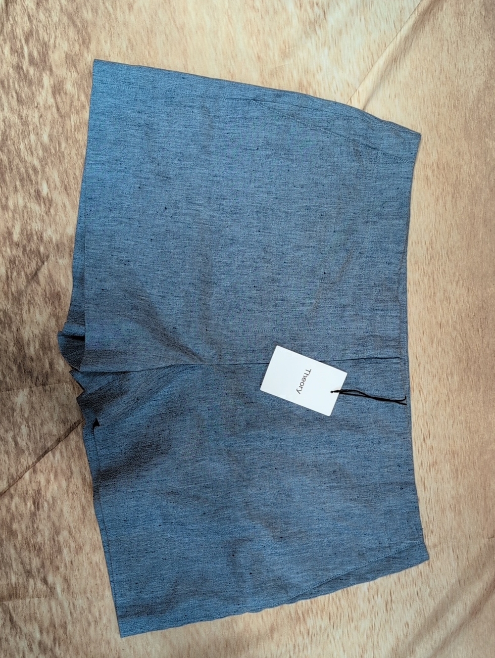 Theory Blue Linen-Blend Women’s Tailored Shorts